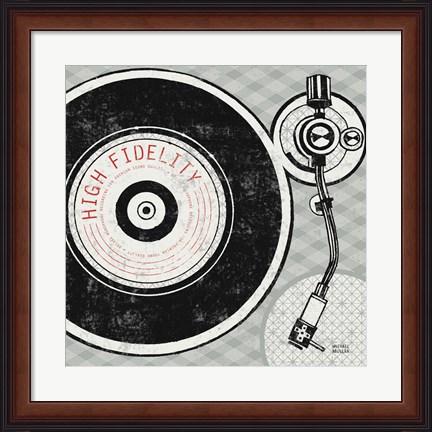 Framed Vintage Analog Record Player Print