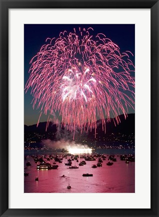 Framed Fireworks, English Bay, Vancouver, British Columbia Print