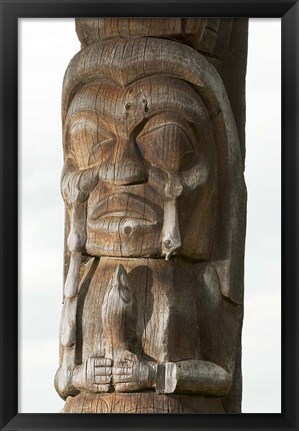 Framed Gitksan totem pole, Kispiox Village, British Columbia Print