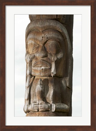 Framed Gitksan totem pole, Kispiox Village, British Columbia Print