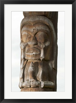 Framed Gitksan totem pole, Kispiox Village, British Columbia Print