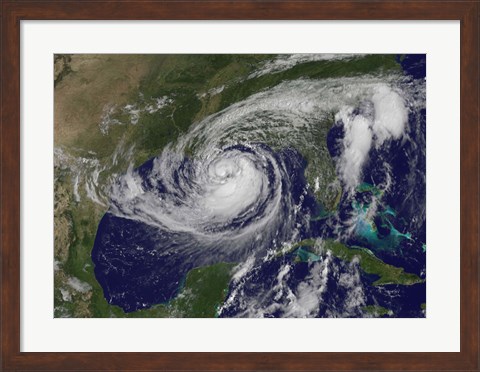 Framed Satellite view of Tropical Storm Isaac in the Gulf of Mexico Print