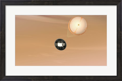 Framed Artist&#39;s Concept of the Mars Science Laboratory Curiosity Rover Parachute System Print