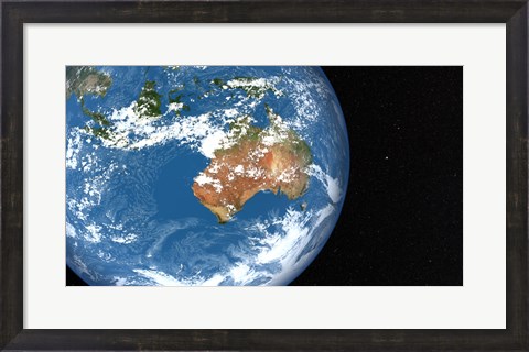 Framed Planet Earth showing Clouds over Australia Print