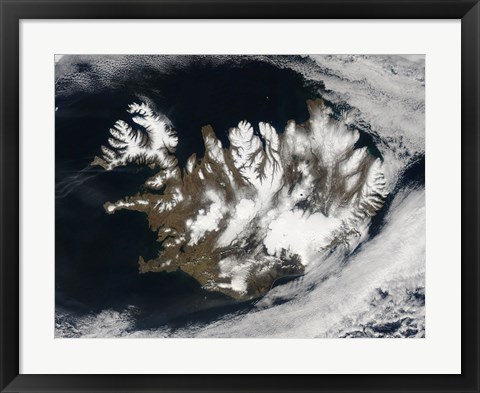 Framed Satellite view of Iceland Print