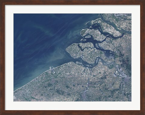 Framed Satellite view of the Belgium Coastline Print