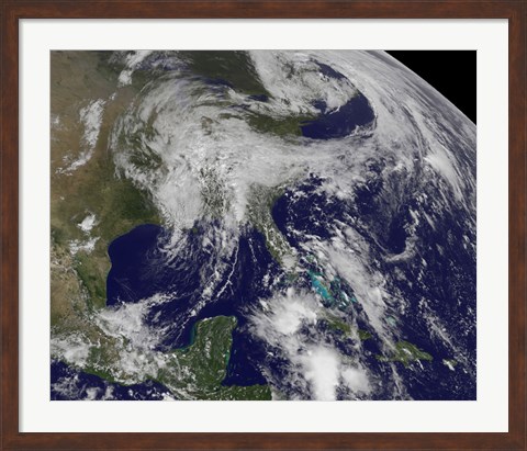 Framed Satellite view of a Low Pressure area over the United States Print