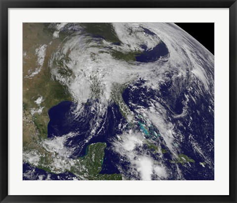 Framed Satellite view of a Low Pressure area over the United States Print