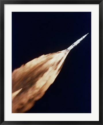 Framed Apollo 6 spacecraft Leaves a Fiery Trail in the Sky after Launch Print