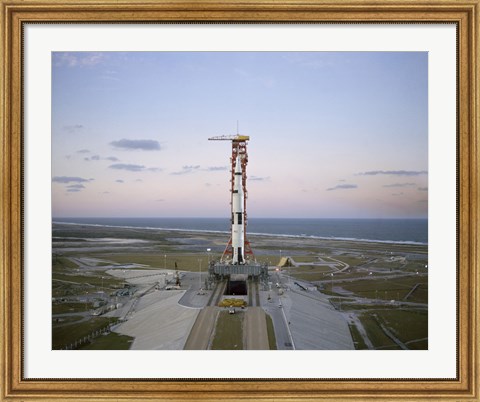 Framed High-angle View of the Apollo 8 Spacecraft on the Launch Pad Print