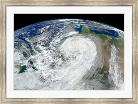 Framed Satellite View of Hurricane Sandy Along the East Coast of the United States Print