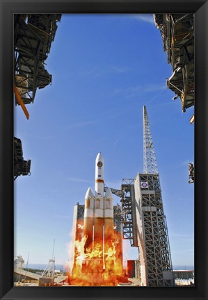 Framed Delta IV Heavy Launch Vehicle launches from Vandenberg Air Force Base Print