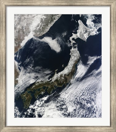 Framed Satellite View of Japan Print