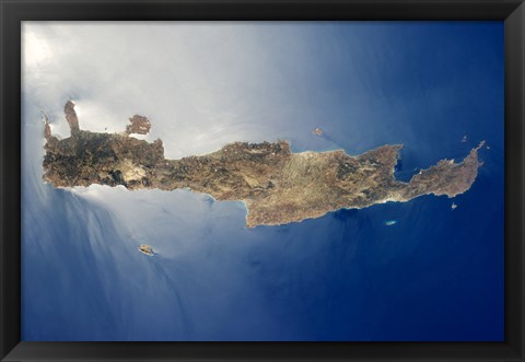 Framed View from space of the island of Crete Print