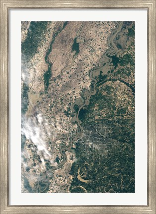 Framed Satellite Image of Flood Waters in Memphis, Tennesse Print