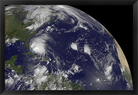 Framed Satellite View of Hurricane Irene Moving Through the Bahamas Print