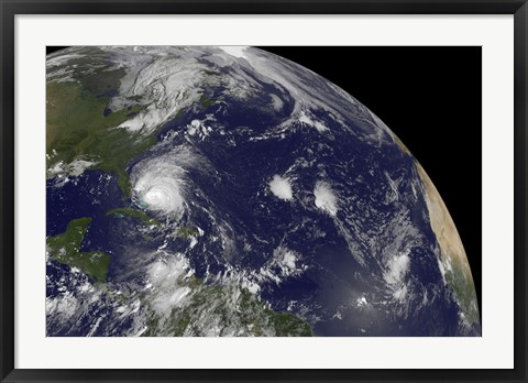 Framed Satellite View of Hurricane Irene Moving Through the Bahamas Print