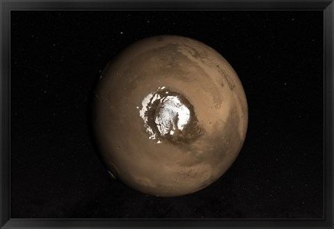 Framed Nadir view of the Martian North Pole Print