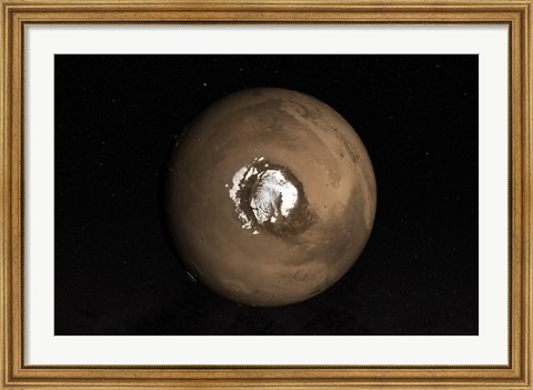 Framed Nadir view of the Martian North Pole Print