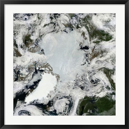 Framed Satellite view of the North Pole Print