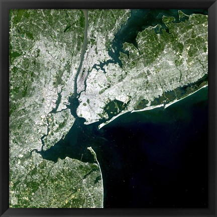 Framed Satellite view of New York City Print