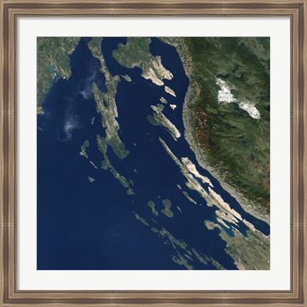 Framed Satellite view of the Croatian Islands in the Adriatic Sea Print