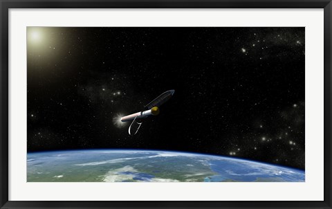 Framed Artist&#39;s concept of the Atlas V541 Launch Vehicle in Orbit Print