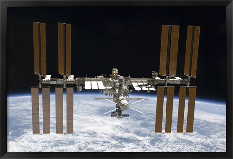 Framed International Space Station in Orbit Above Earth Print