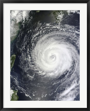 Framed Typhoon Muifa east of Taiwan in the Pacific Ocean Print