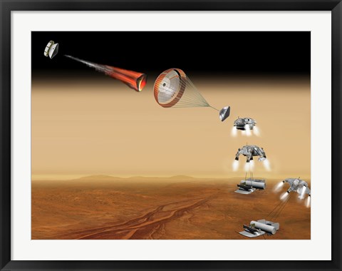 Framed Artist&#39;s Concept of a Proposed Mars sample Return Mission Print