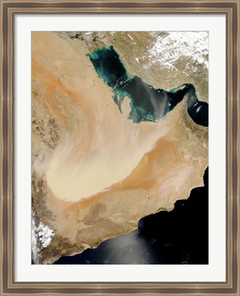 Framed Satellite View of a Dust Storm in Saudi Arabia Print