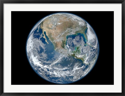 Framed Blue Marble image of Earth showing North America Print