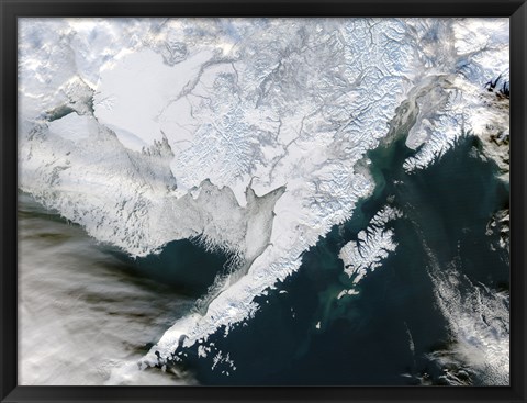 Framed Satellite view of Southwestern Alaska Print