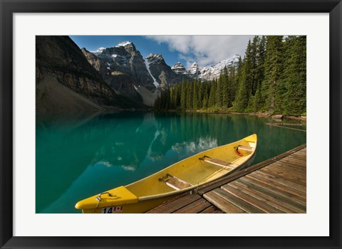 Framed Canoe along Moraine Lake, Banff National Park, Banff Print