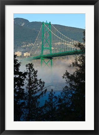 Framed British Columbia, Vancouver, Lion&#39;s Gate Bridge over Fog Print