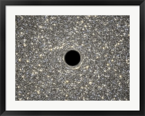 Framed Artist&#39;s Concept of Giant Black Hole in Center of Ultracompact Galaxy Print