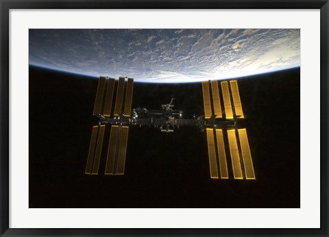 Framed International Space Station  Backdropped against Earth&#39;s Horizon Print