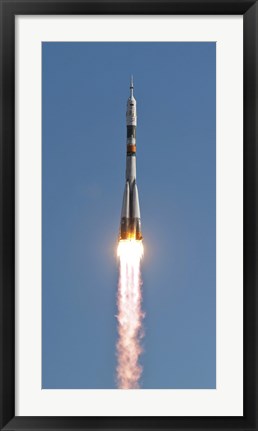 Framed Soyuz TMA-18 Rocket Launches from the Baikonur Cosmodrome in Kazakhstan Print