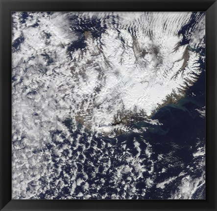 Framed Morning Daylight Reveals a Steam Plume over Eyjafjallajokull Volcano Print