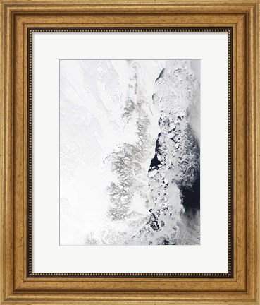 Framed Satellite view of the Eastern Coast of Greenland Print