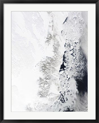 Framed Satellite view of the Eastern Coast of Greenland Print