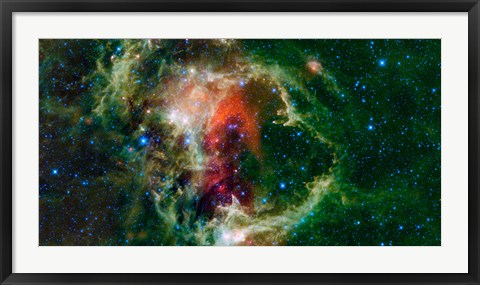 Framed Mosaic is of the Soul Nebula, also Known as the Embryo Nebula, IC 1848, or W5 Print