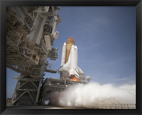 Framed Exhaust Plume forms under the Mobile Launcher Platform on Launch Pad 39A Print