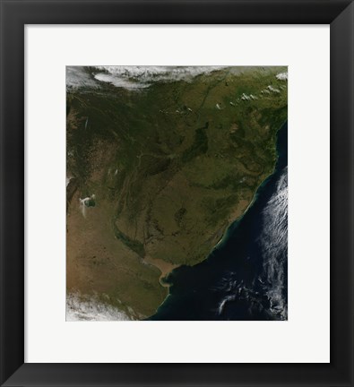 Framed Satellite view of South America Print