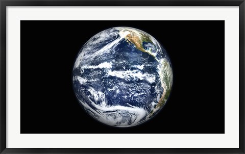 Framed View of Full Earth Centered over the Pacific Ocean Print