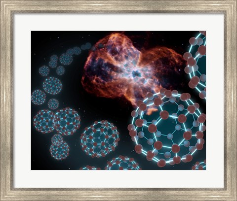 Framed Artist&#39;s Concept Showing Carbon Balls Ejecting out from a Dying White Star in a Planetary Nebula Print