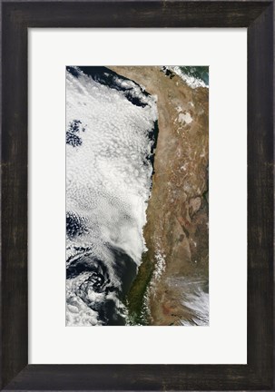 Framed Satellite view of the Andes Mountains in South America Print