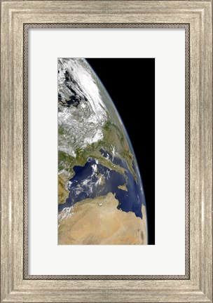 Framed View of the Western Mediterranean with Visible Smoke in the Balkans and Dust from the Sahara desert Print