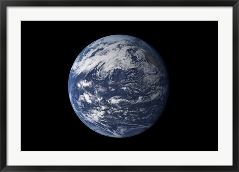 Framed Full Earth Centered over the Pacific Ocean Print