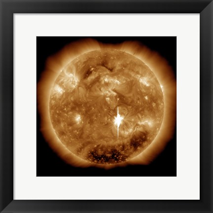 Framed Massive X-Class Solar Flare Erupts on the Sun Print